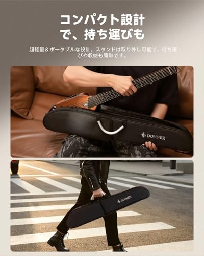 Donner トラベルギター ヘッドレスギター イヤホン付きセット マホガニーボディ ミニギター ポータブルギター 人間工学ネック 静粛性 静_3