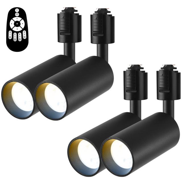 Ophenex ダクトレール用スポットライト 4個セット ブラック 6W(60W相当) E11口金 LED内蔵 調光調色 リモコン付 2.4GHz対応 北欧風デザイ
