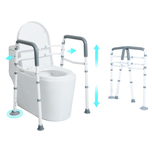 【介護士監修】 Anlabay 折りたたみ式 手すり 介護 トイレ用手すり 立ち上がり補助 高さ6段階調整 66-81cm 幅多段階調整60-72cm 快適なカ