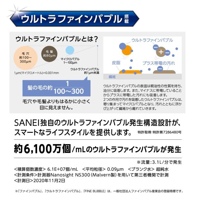 SANEI(サンエイ) FB自動洗濯 機給水ホース ストレート 0.8m ウルトラファインバブル搭載 折れ曲がり防止 全自動洗濯 機接続 G3/4 PT176-1X-
