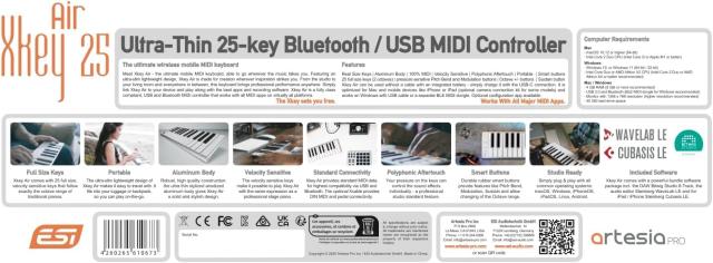 ESI Xkey Air25 25鍵盤 MIDIキーボードコントロー ラー 超薄型USB Bluetooth対応 ワイヤレス イーエスアイ_6