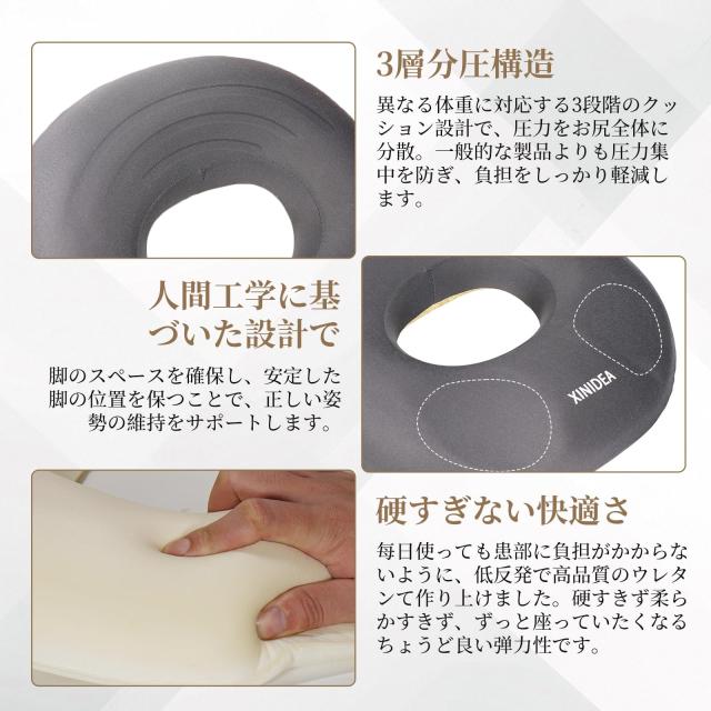 ヒップ人間工学設計】 XINIDEA円座クッション お尻の痛みを解消 姿勢