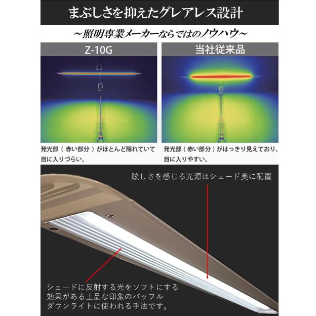 山田照明 Zライト LEDデスクライト 高演色Ra94 肌色きれい 明るさ2210Lx JIS-AA相当ブラック クランプ Z-10GB_2