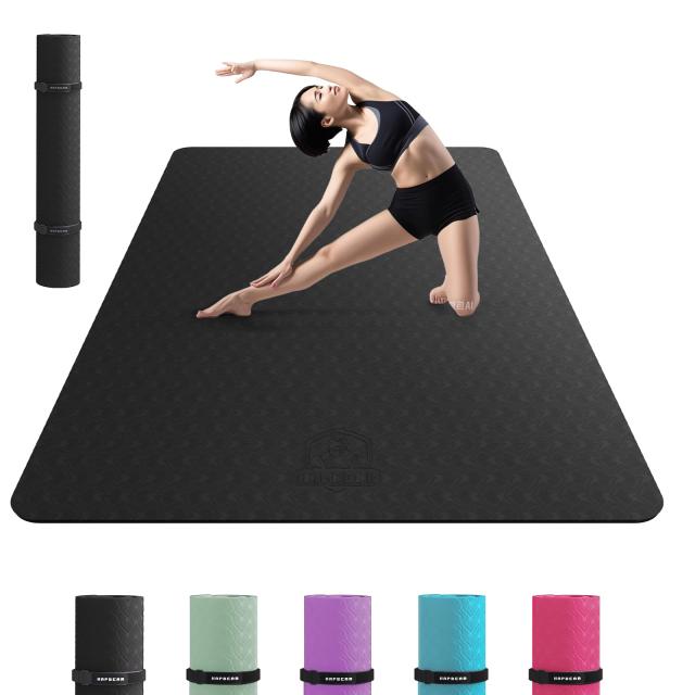 HAPBEAR ヨガマット 特大 幅広 トレーニングマット 厚め 6mm ピラティスマット 両面滑り止め 防音マット TPE素材 軽量 フィットネスマッ