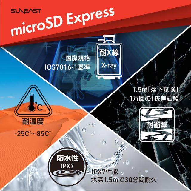 SUNEAST microSD Express 256GB 最大読込転送速度890MB/s 最大書込転送