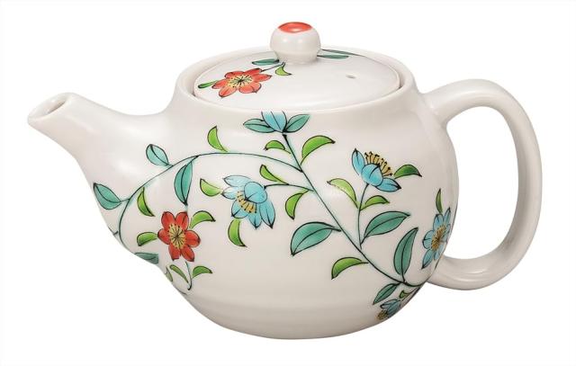 九谷焼いわたや ポット急須 花唐草(網付)K9-623