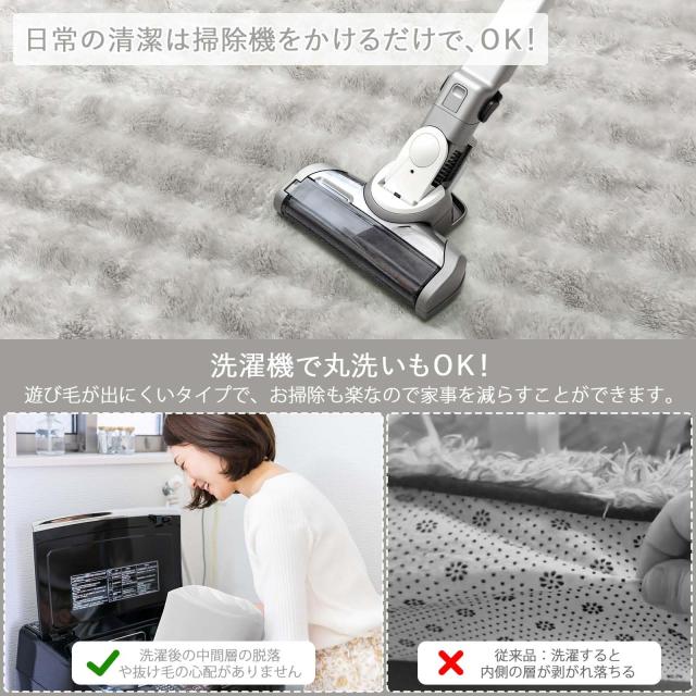 HAOCOO カーペット 約3畳 洗える ラグ 200х250cm ラビットファー調 厚手 シャギー ふわふわ 滑り止め 低反発 オールシーズン適用 北欧風_6