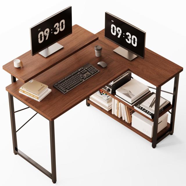 Merytes パソコンデスク 学習机 勉強机 computer desk ゲーミングデスクワークデスクL字デスク 棚 付き pc 省スペース 組立簡単 在宅勤務