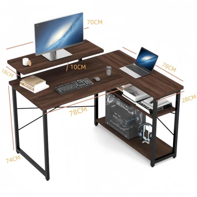 Merytes パソコンデスク 学習机 勉強机 computer desk ゲーミングデスクワークデスクL字デスク 棚 付き pc 省スペース 組立簡単 在宅勤務