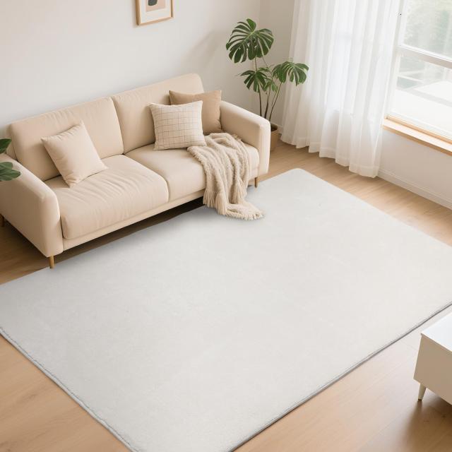 カーペット ラグマット 200CM*250CM滑り止め付 厚み 洗えるラグ 抗菌 防臭ふわっとした手触り 防音絨毯 長方形 約3畳 Bestome アイボリー
