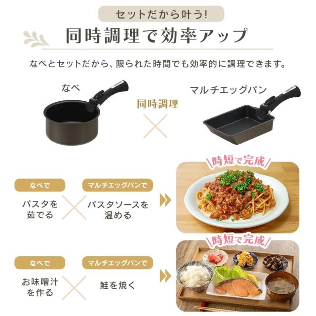 アイリスオーヤマ フライパン 12点セット ダイヤモンドコートパン マルチエッグパン入り 蓋付き 長持ち こびりつきにくい IH/ガス火対応_4