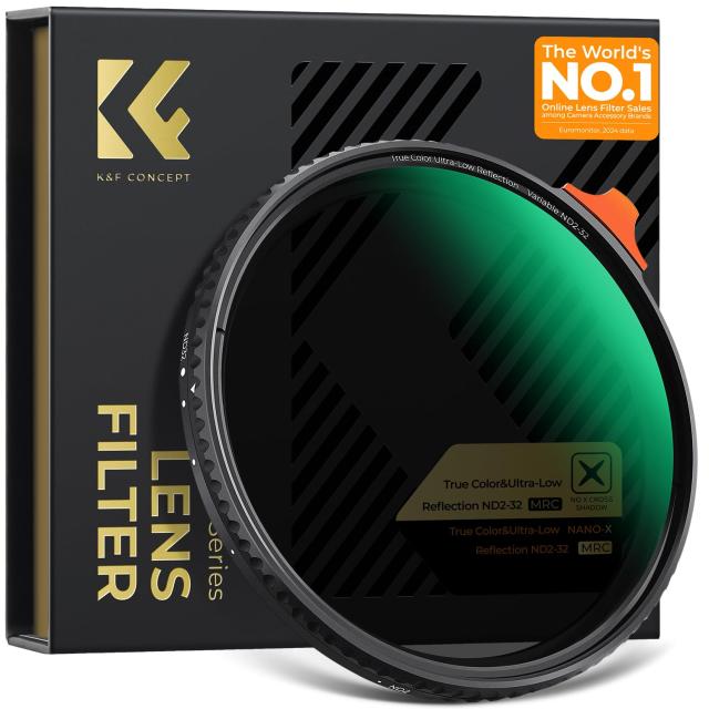 K＆F CONCEPT 72mm True Color＆超低反射 ND2-ND32 可変NDフィルター 黄色被り解消可能 超低反射0.1% 28層コーティング（Nano-Xcel）