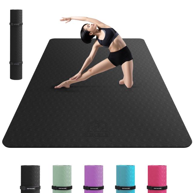 HAPBEAR ヨガマット 特大 幅広 トレーニングマット 厚め 6mm ピラティスマット 両面滑り止め 防音マット TPE素材 軽量 フィットネスマッ