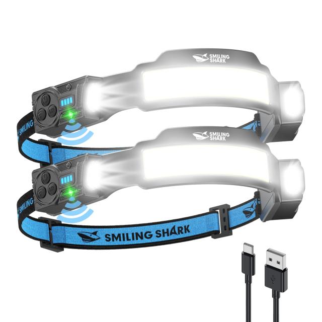 Smiling Shark ヘッドライト TS-4 【新登場・超高輝度COBライト*4・調節な集光ライト】高輝度ヘッドライト Type-C充電式 LEDヘッドランプ