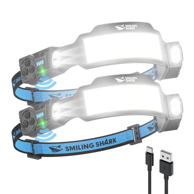 Smiling Shark ヘッドライト TS-6 【新登場・超高輝度COBライト*6・調節な集光ライト】高輝度ヘッドライト Type-C充電式 LEDヘッドランプ