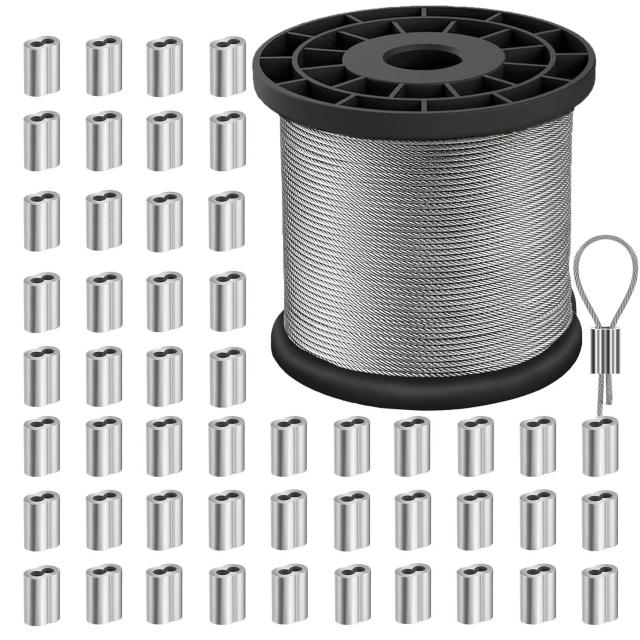 ibubu ステンレスワイヤー ワイヤーロープ ワイヤー wire rope 物干しロープ 直径4.0MM 長さ50M 7×7（SUS304）切断荷重1100kg 構造 落下