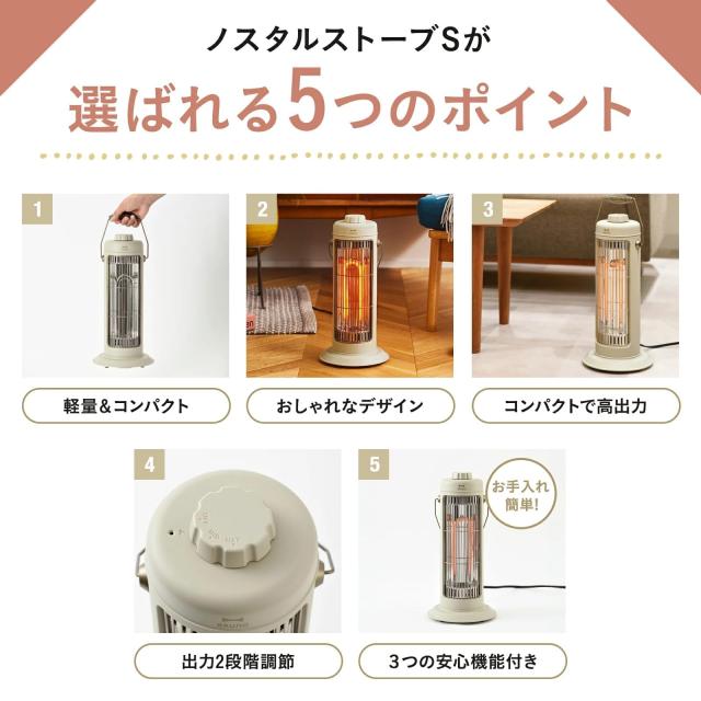 BRUNO ブルーノ カーボンヒーター 電気ヒーター 小型 コンパクト 軽量 ミニ 強弱切替 ダイヤル調節 静音 速暖 2時間自動オフ 転倒時自動_1