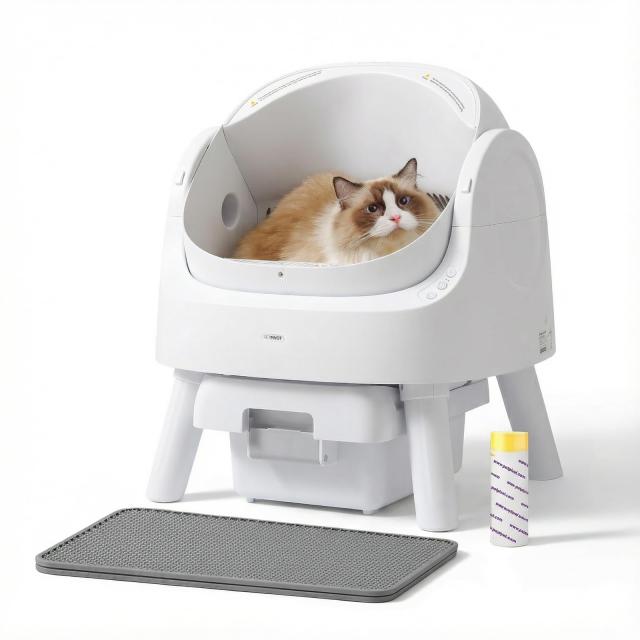 PetPivot 自動猫トイレ｜9.3L大容量・32dB静音設計｜オープン＆アプリ不要｜大型猫・多頭飼い対応｜専用ゴミ袋1巻＆シリコン砂取り