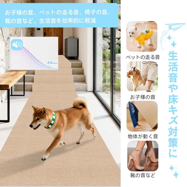【ネット限定】Keilymat 廊下 カーペット 吸着 廊下敷きロング ズレない 洗える 撥水 おしゃれ 無地 カーペットタイプ TPR 防音 ラ_5