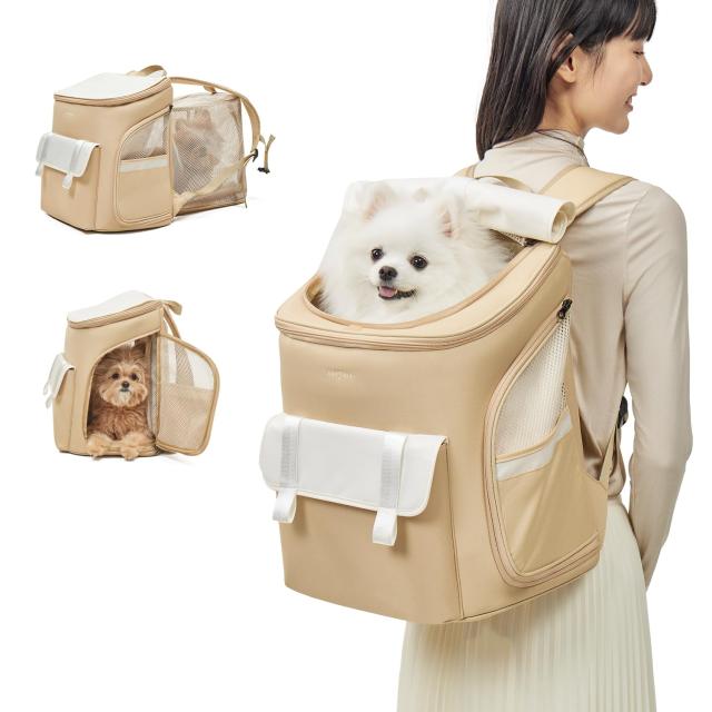 PETTENA 犬用キャリーバックパック リュック 犬 キャリーバッグ DAKKO (Beige)
