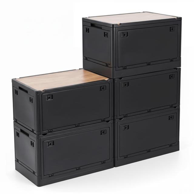RULAYMAN 【折りたたみ 収納ボックス】25L(5点セット) アウトドアテーブル 蓋付き 積み重ね 全方向から取り出せる 衣類 布団 おもちゃ 小