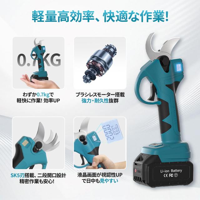充電式チェーンソー 電動ノコギリ 【山本造園会社監修】8インチ＆6インチ電動ノコギリ 1台4役（高枝チェーンソー＆高枝剪定バサミ＆チェンソ_2