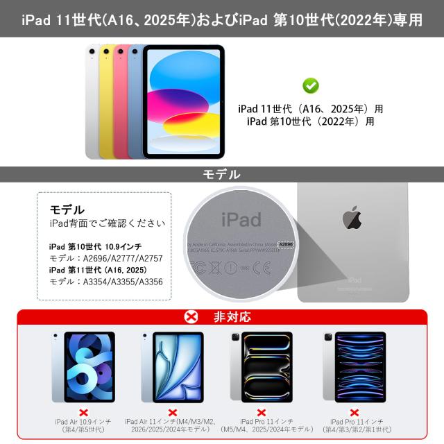 RAYMCRAFT iPad 第 11 世代 (A16, 2025) / 第 10 世代 対応 キーボードケース、iPad 第 11/10 世代 10.9 インチ用 マジックキーボード、1_1