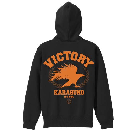 【新品/公式】ハイキュー!!_Lサイズ_烏野高校排球部 応援ジップパーカー/BLACK 公式グッズ colleize 公式ライセンス