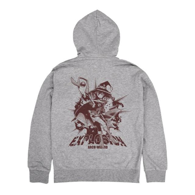【新品/公式】この素晴らしい世界に祝福を!3_Lサイズ_めぐみんEXPLOSION ジップパーカー/MIX GRAY 公式グッズ colleize 公式ライセンス