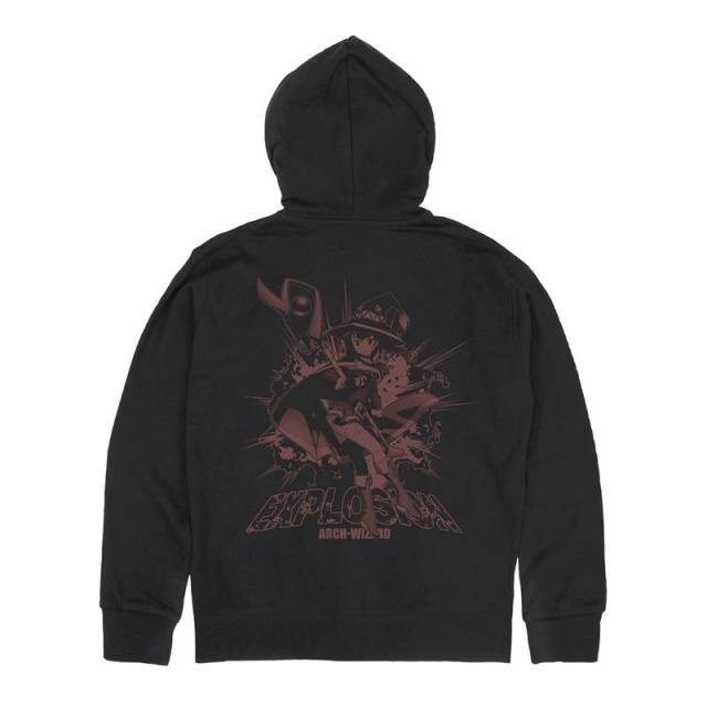 【新品/公式】この素晴らしい世界に祝福を!3_Lサイズ_めぐみんEXPLOSION ジップパーカー/BLACK 公式グッズ colleize 公式ライセンス