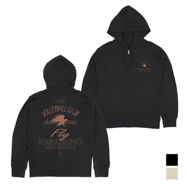 【新品/公式】ハイキュー!!_Lサイズ_烏野高校排球部 ジップパーカー/BLACK 公式グッズ colleize 公式ライセンス