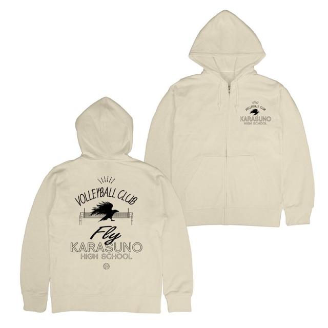 【新品/公式】ハイキュー!!_Mサイズ_烏野高校排球部 ジップパーカー/LIGHT BEIGE 公式グッズ colleize 公式ライセンス