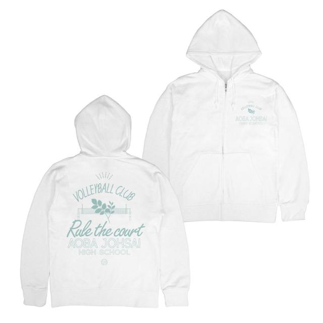 【新品/公式】ハイキュー!!_Lサイズ_青葉城西高校バレーボール部 ジップパーカー/WHITE 公式グッズ colleize 公式ライセンス