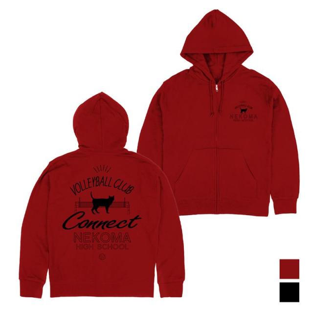 【新品/公式】ハイキュー!!_Lサイズ_音駒高校バレーボール部 ジップパーカー/RED 公式グッズ colleize 公式ライセンス