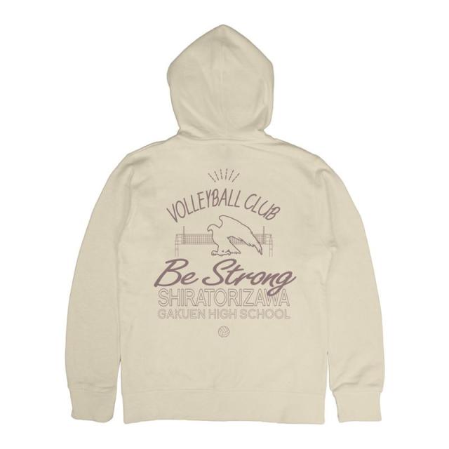 【新品/公式】ハイキュー!!_XLサイズ_白鳥沢学園高校バレーボール部 ジップパーカー/LIGHT BEIGE 公式グッズ colleize 公式ライセンス