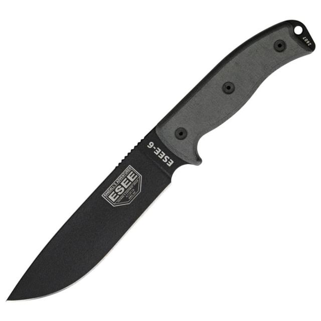 ESEE アウトドアナイフ ESEE-6 直刃 マイカルタハンドル 樹脂製シース付属 ブラックブレード ESEE-6P-B[bes6pbr]
