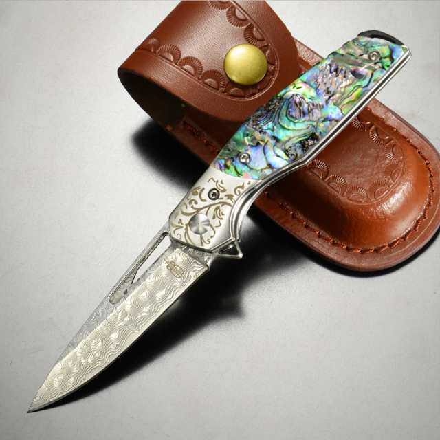 BNB KNIVES 折りたたみナイフ ABALONE FLIPPER ダマスカス BNB1991A 