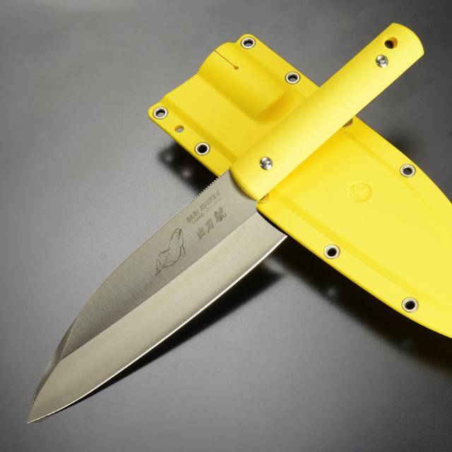 Gサカイ 出刃包丁 サビナイフ4 シャチ 両刃 イエロー[gs15289]の通販は 13,800円
