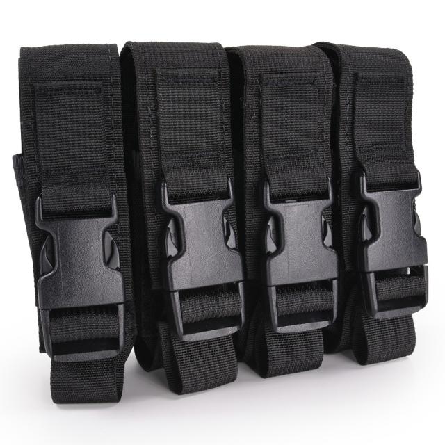 High Speed Gear ピストルマガジンポーチ 9mm/45口径 フラップ付き クアッド 12PM04 [ ブラック ][hsg12pm04bk]