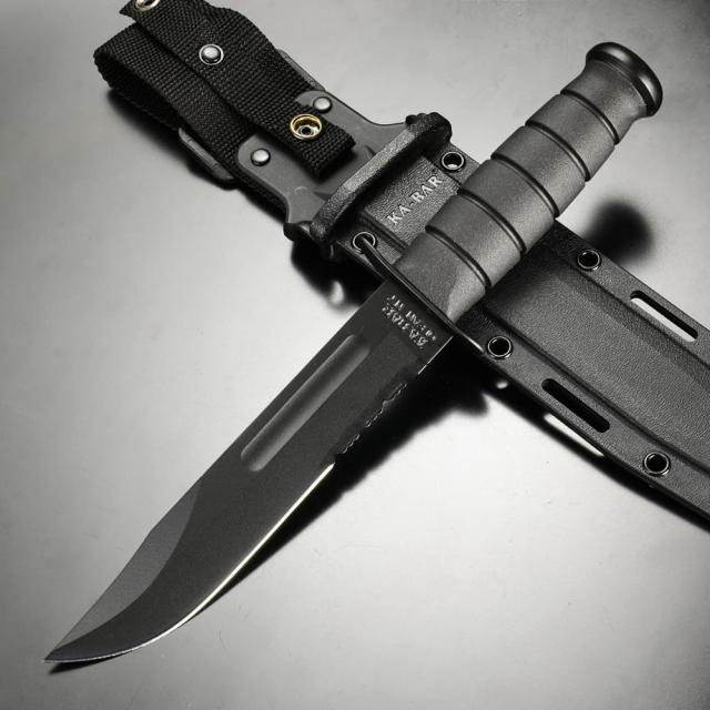 KA-BAR ハンティングナイフ 1214 ハイカーボン鋼 半波刃 樹脂製シース付属[ka1214]