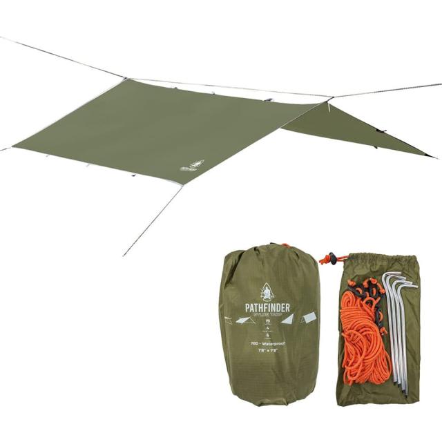 Pathfinder ナイロンタープ 約2.3×2.3m 70D防水ナイロン 収納袋 ペグ付き [ ODグリーン ][ra12937]