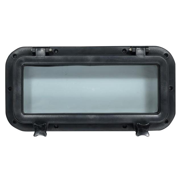 角窓ハッチ 船窓 キャンピングカーDIY 強化ガラス 樹脂枠 [ ブラック ][ra16214]