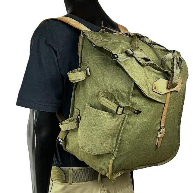 ルーマニア軍放出品 バックパック ODカラー コットンキャンバス/革 [ 良い ][ra19260]