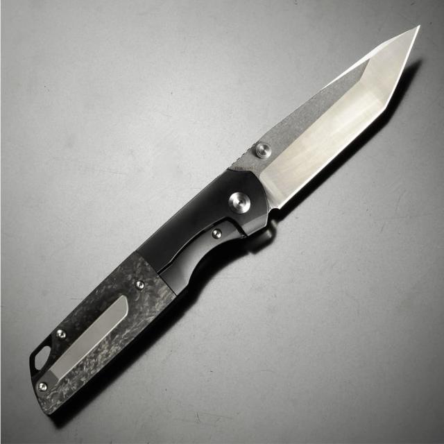 Kansept Knives 折りたたみナイフ WARRIOR タントー 直刃 チタンハンドル 収納ポーチ付き ブラック K1005T1[bk1005t1r]_1