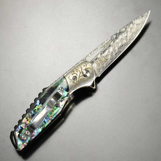 BNB KNIVES 折りたたみナイフ ABALONE FLIPPER ダマスカス BNB1991A