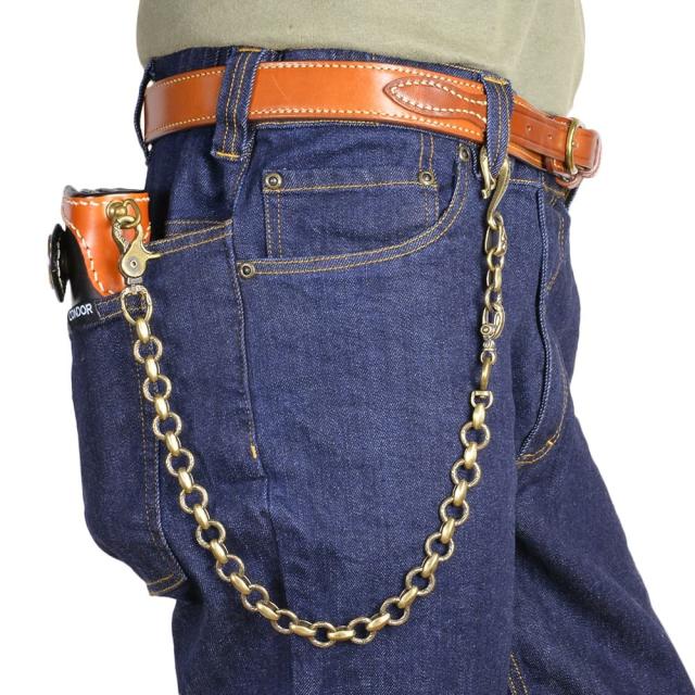 ウォレットチェーン 真鍮製 彫り込み模様 釣り針フック ナスカン