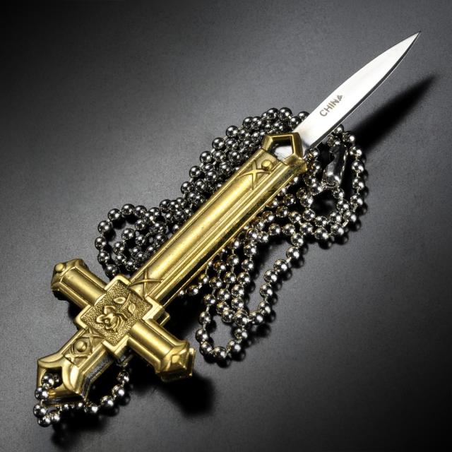 ラフライダー 折りたたみ式 小型ナイフ RR1497 十字架ネックレス