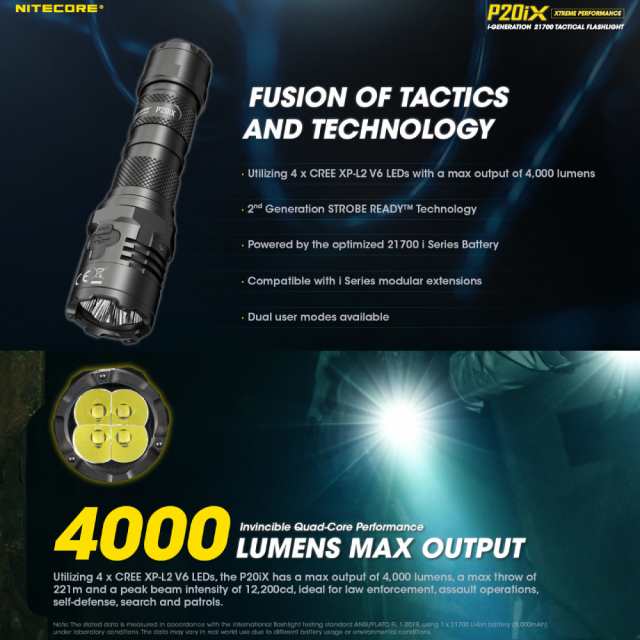 NITECORE タクティカルフラッシュライト P20iX 最大4000ルーメン 高