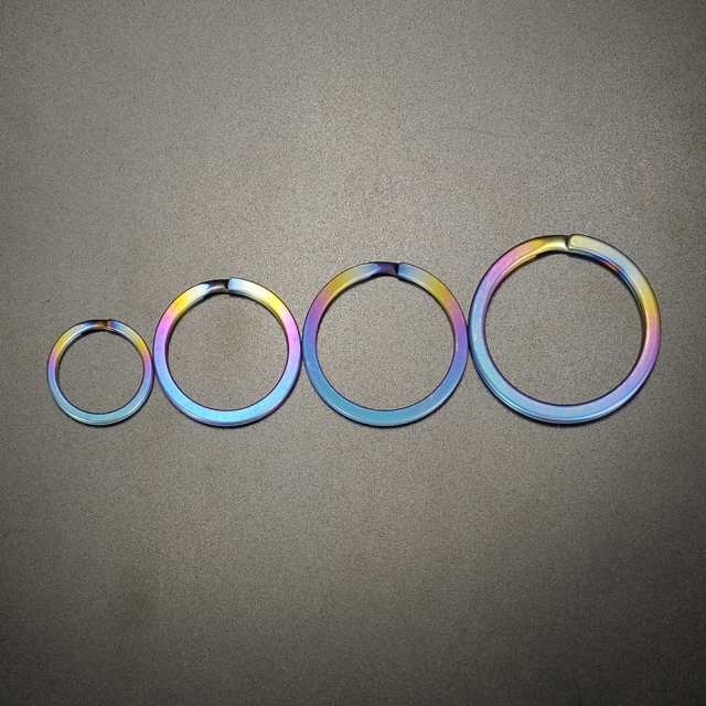 二重リング 平角 チタン レインボー ハンドクラフト材 18mm 二重カン 虹色 キーリング キーホルダー 二重チング クラフトパーツ 二重環 レザークラフト資材 レザークラフト材料