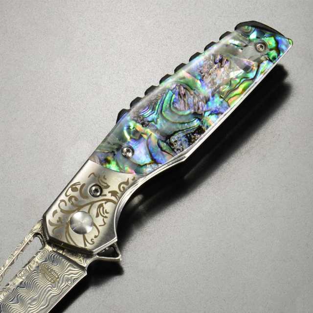 BNB KNIVES 折りたたみナイフ ABALONE FLIPPER ダマスカス BNB1991A